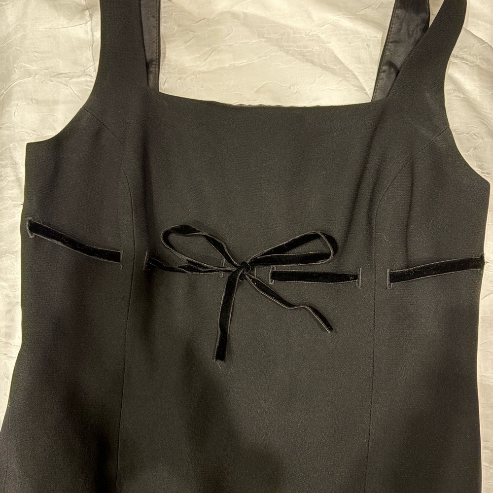 Vintage Bebe Mini Dress - Black Velvet Bow - Size 6
